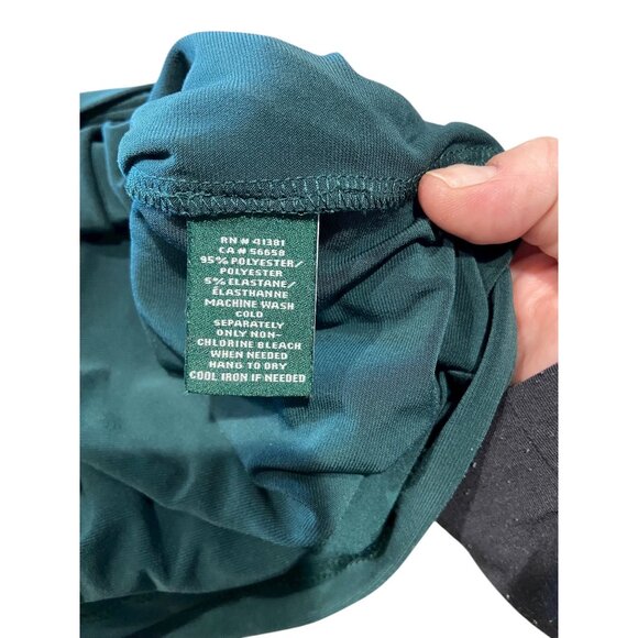 Lauren Ralph Lauren Sinched Ruched Midi Dress Forest Green Size 14 Holiday Cute - Picture 4 of 12